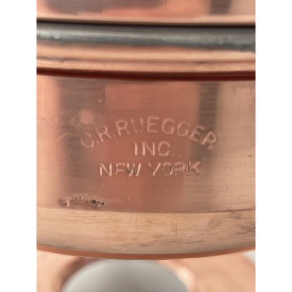 Vintage Charles R Ruegger Copper 3-pc Chafing Pot Warmer - Picture 12 of 12